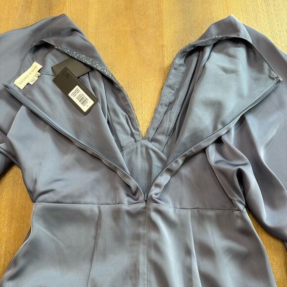 Sachin & Babi Gabby‎ Gown Size 6 Satin Crepe Beaded V-Neck A-Line Fornal Dress - Picture 13 of 16